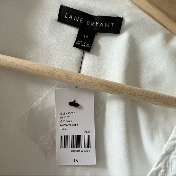 Lane Bryant Top Women's Peasant Blouse Cottagecore Bohemian Swiss Dots Ivory 16 - Picture 8 of 12